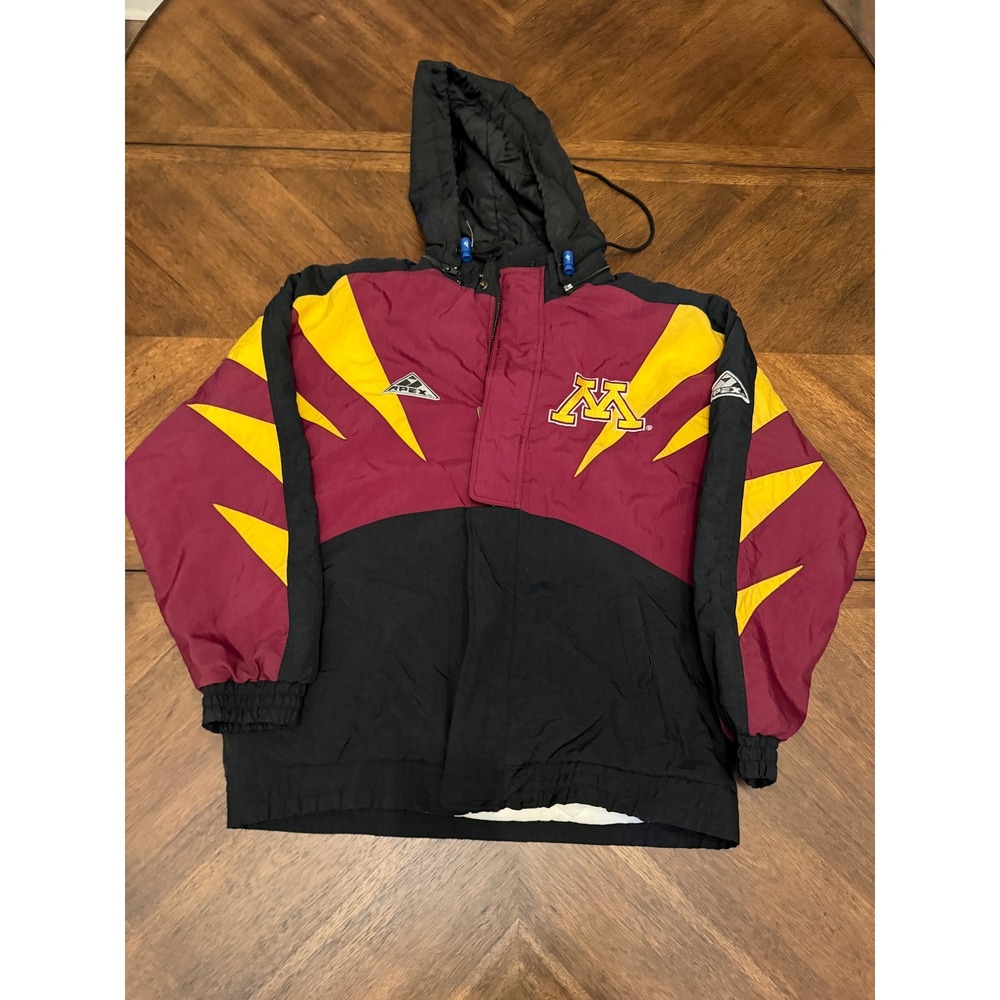Vintage Apex One Minnesota Golden Gophers Hooded Puffer Jacket Maroon Gold Men M